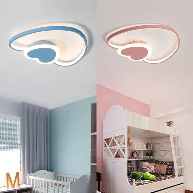 Heart-Shaped Nordic-Style Metal Flush Mount Ceiling Light for Baby Room and Kitchen