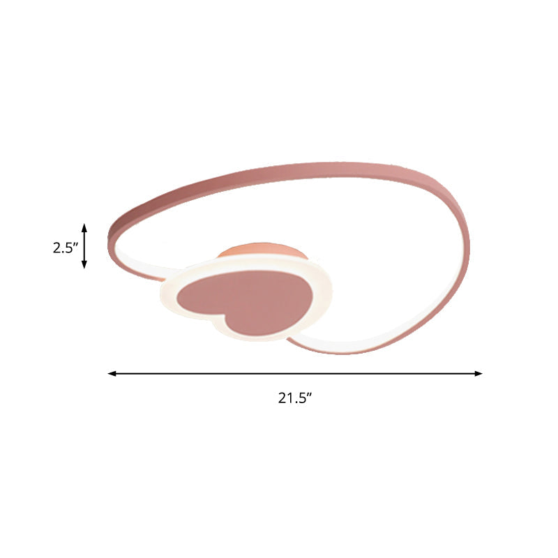 Heart-Shaped Nordic-Style Metal Flush Mount Ceiling Light for Baby Room and Kitchen