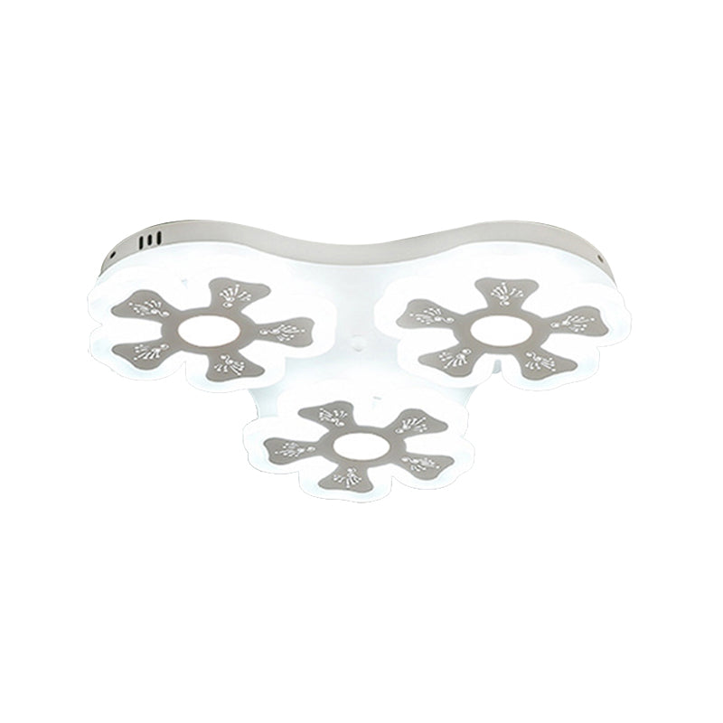Modern Style White Floral Ceiling Lamp - Acrylic Flush Mount Ceiling Light for Study Room & Corridor