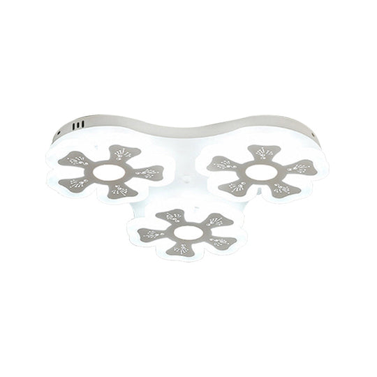 Modern Style White Floral Ceiling Lamp - Acrylic Flush Mount Ceiling Light for Study Room & Corridor