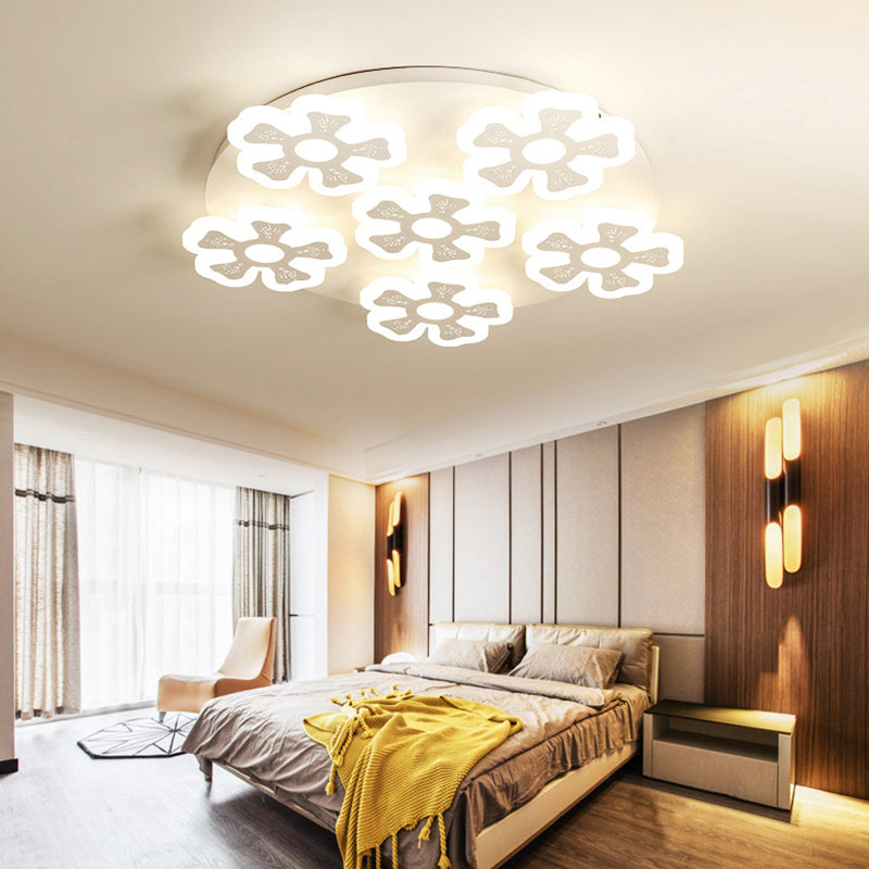 Modern Flower-Shaped White Acrylic Ceiling Light for Living Room