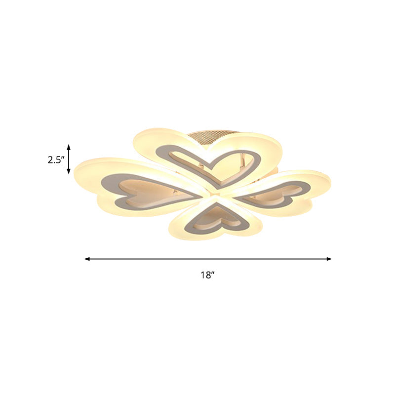 Child Bedroom Heart Petal Ceiling Light - Acrylic Flushmount - Pretty & Practical