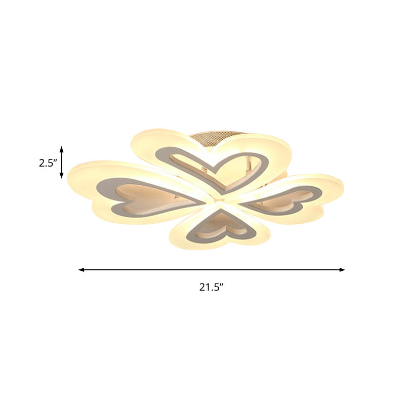 Child Bedroom Heart Petal Ceiling Light - Acrylic Flushmount - Pretty & Practical