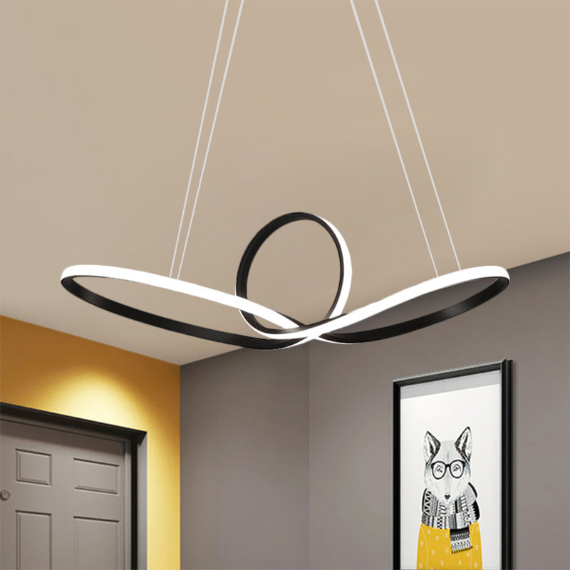 Modern LED Pendant Light - Minimalist Cycle Chandelier for Restaurant - Warm/White Light - Black/White