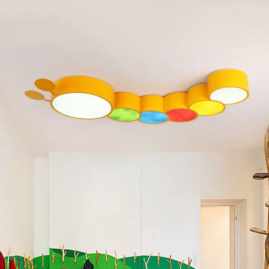 Cartoon Caterpillar LED Ceiling Lamp in Yellow/Blue