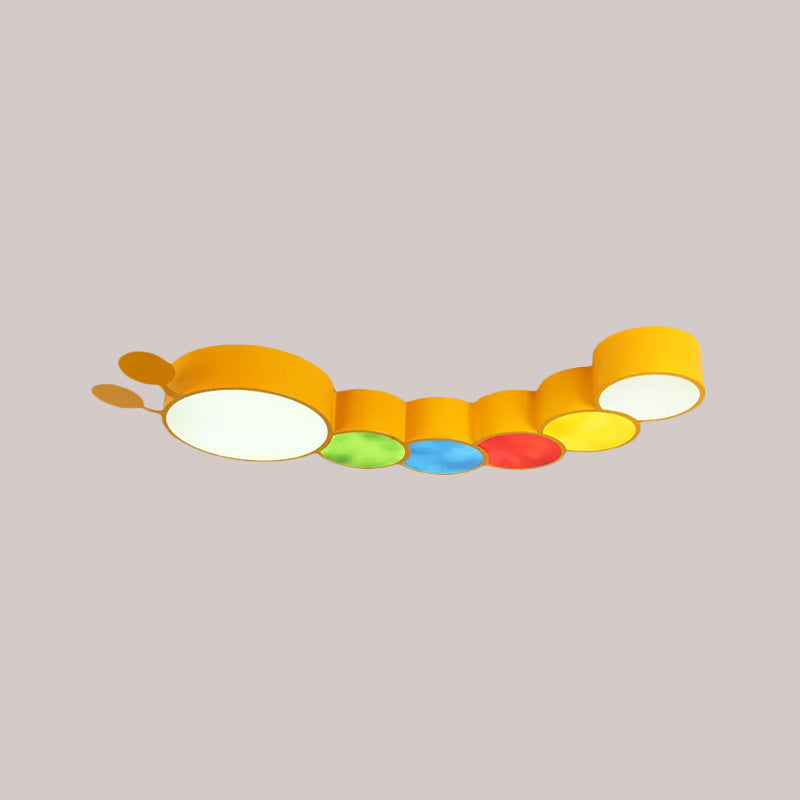 Cartoon Caterpillar Led Ceiling Lamp In Yellow/Blue