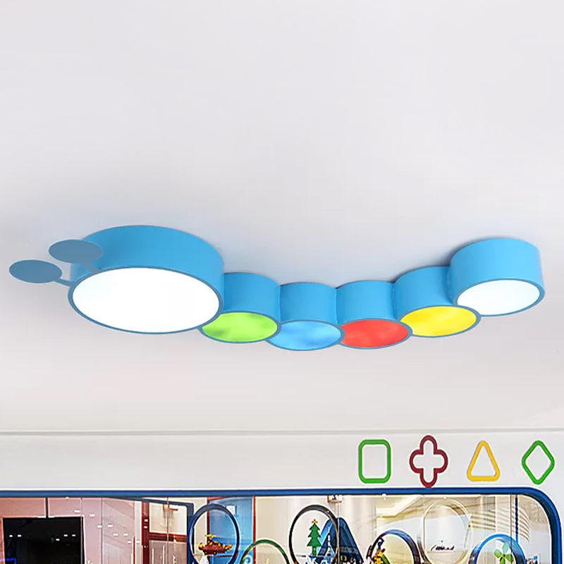 Cartoon Caterpillar LED Ceiling Lamp in Yellow/Blue