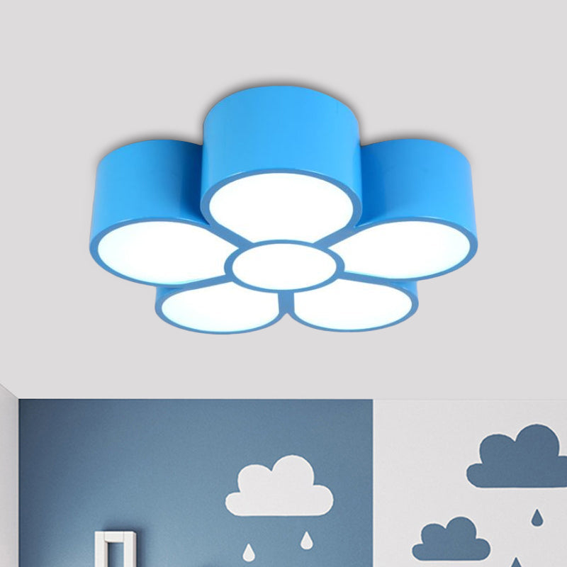 Plum Blossom LED Flushmount Lighting for Kids' Kindergarten Ceiling - Red/Yellow/Blue