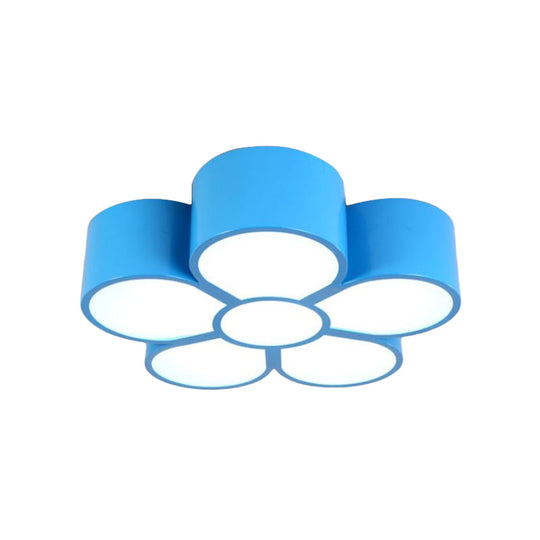 Plum Blossom LED Flushmount Lighting for Kids' Kindergarten Ceiling - Red/Yellow/Blue