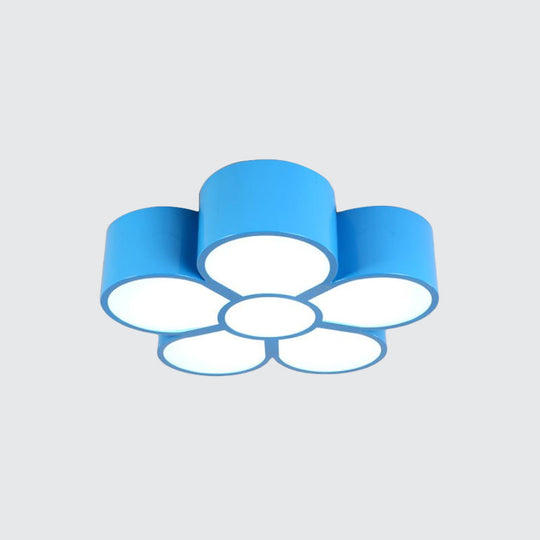 Plum Blossom LED Flushmount Lighting for Kids' Kindergarten Ceiling - Red/Yellow/Blue