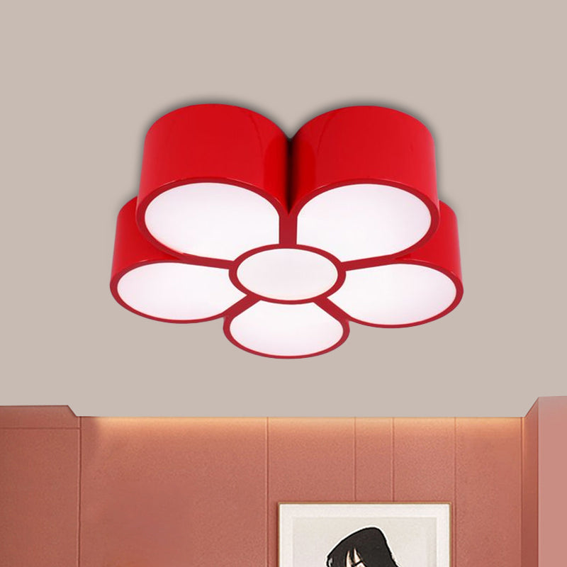 Plum Blossom LED Flushmount Lighting for Kids' Kindergarten Ceiling - Red/Yellow/Blue