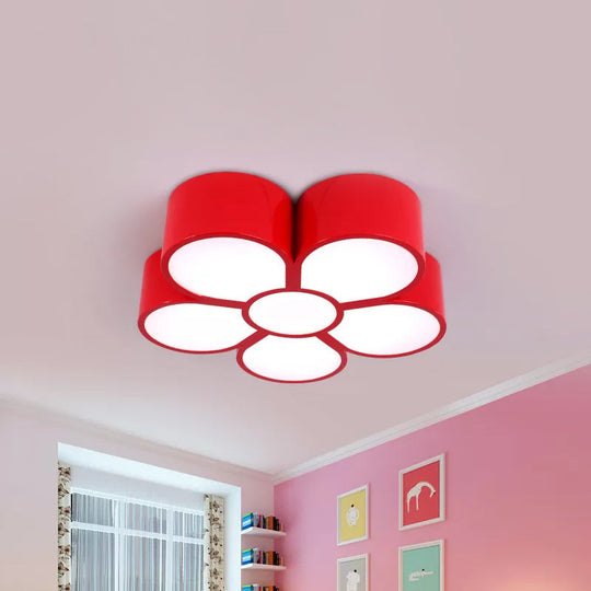 Plum Blossom LED Flushmount Lighting for Kids' Kindergarten Ceiling - Red/Yellow/Blue