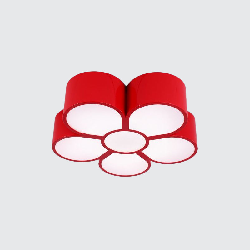Plum Blossom Led Flushmount Lighting For Kids Kindergarten Ceiling - Red/Yellow/Blue