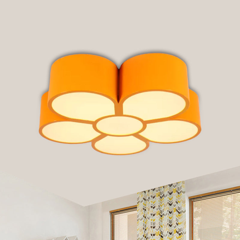 Plum Blossom Led Flushmount Lighting For Kids Kindergarten Ceiling - Red/Yellow/Blue Yellow