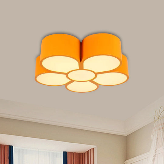 Plum Blossom Led Flushmount Lighting For Kids Kindergarten Ceiling - Red/Yellow/Blue