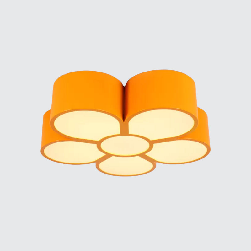 Plum Blossom LED Flushmount Lighting for Kids' Kindergarten Ceiling - Red/Yellow/Blue