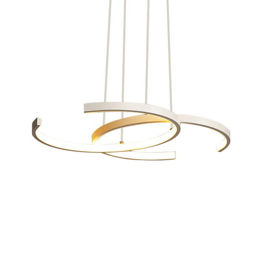 Lustre à LED pour salle à manger - Lampe pendante minimaliste noire/blanche avec abat-jour en acrylique double C et lumière chaude/blanche