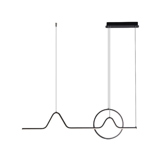 Modern Black/Gold Aluminum Linear Led Island Lighting With Sun And Mountain Design - Warm/White