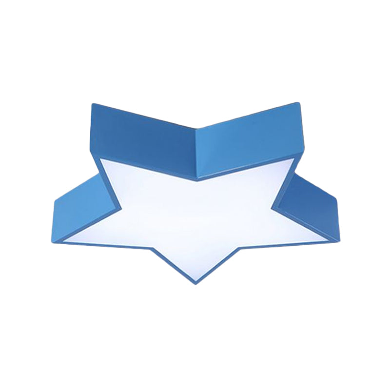 Kids Led Flush Mount Lamp - Five-Pointed Star Design In White/Red/Blue Ceiling Lighting Fixture