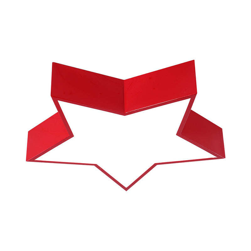 Kids Led Flush Mount Lamp - Five-Pointed Star Design In White/Red/Blue Ceiling Lighting Fixture