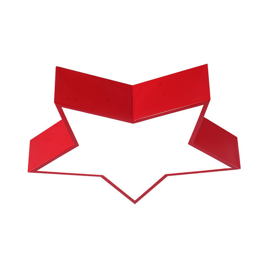 Kids Led Flush Mount Lamp - Five-Pointed Star Design In White/Red/Blue Ceiling Lighting Fixture