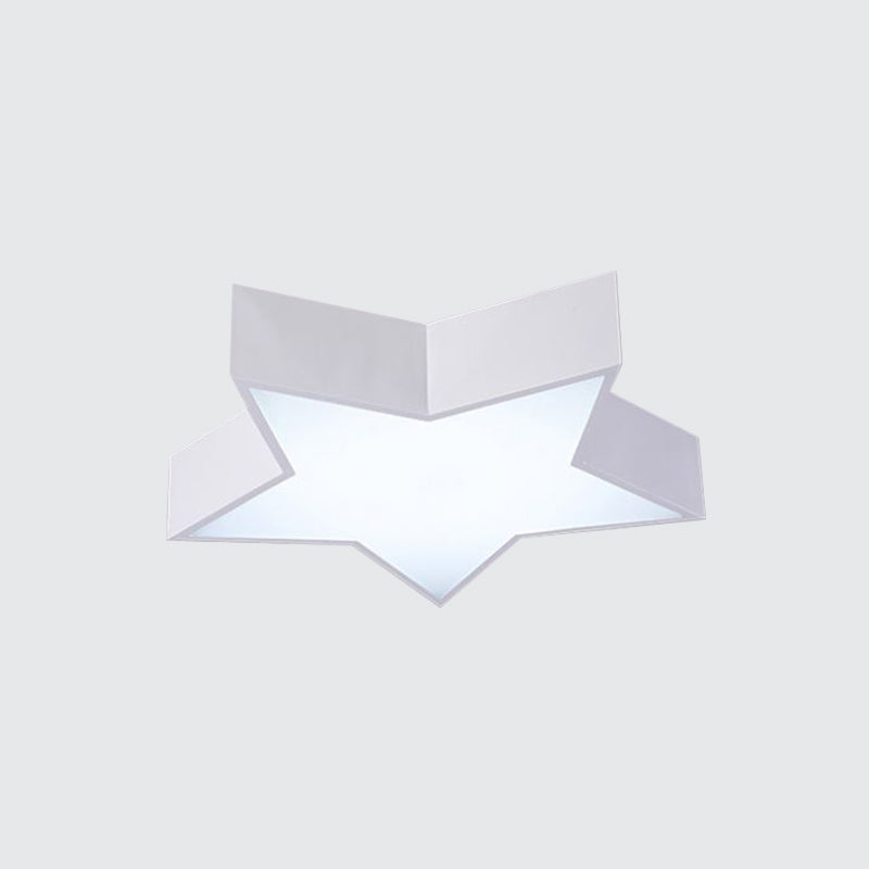 Kids LED Flush Mount Lamp - Five-Pointed Star Design in White/Red/Blue - Ceiling Lighting Fixture