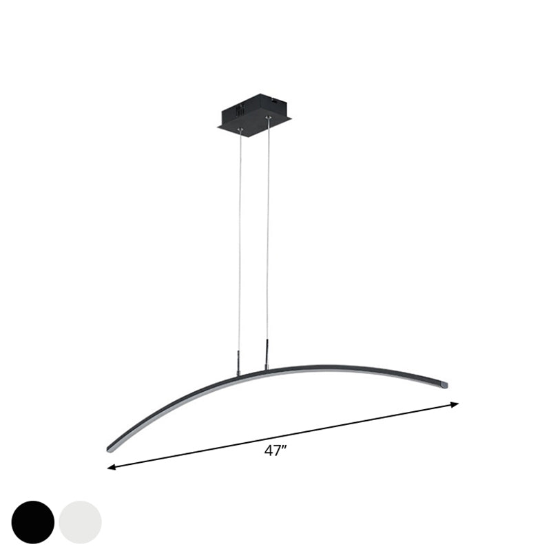 Sleek Black/White Arch Island Led Pendant Lamp For Elegant Dining Table Lighting