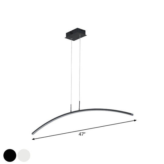 Sleek Black/White Arch Island Led Pendant Lamp For Elegant Dining Table Lighting