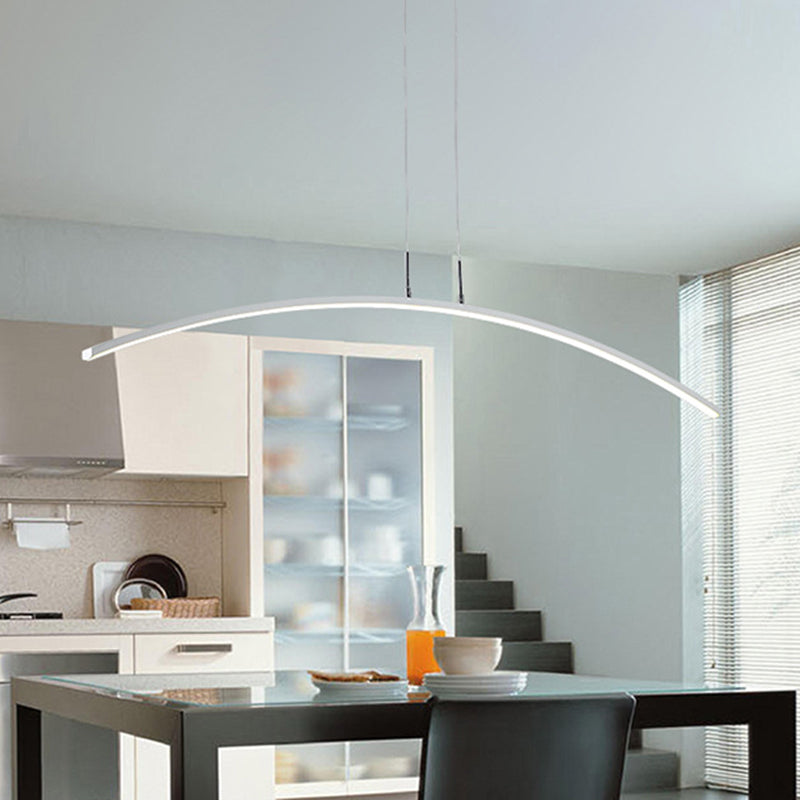 Sleek Black/White Arch Island Led Pendant Lamp For Elegant Dining Table Lighting