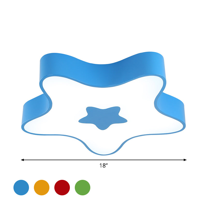 Éclairage LED encastré pour enfants - Plafonnier acrylique Star Kindergarten en rouge/jaune/bleu