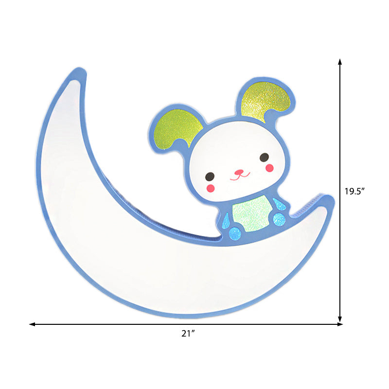 Adorable Acrylic Moon & Bunny LED Ceiling Lamp for Gamer Room