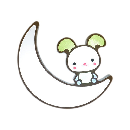 Adorable Acrylic Moon & Bunny LED Ceiling Lamp for Gamer Room