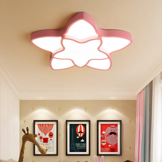 Cartoon LED Flush Mount Light: Vibrant 2-Star Acrylic Ceiling Lamp for Corridor and Kid's Bedroom