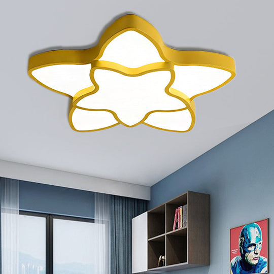 Cartoon Led Flush Mount Light: Vibrant 2-Star Acrylic Ceiling Lamp For Corridor And Kids Bedroom