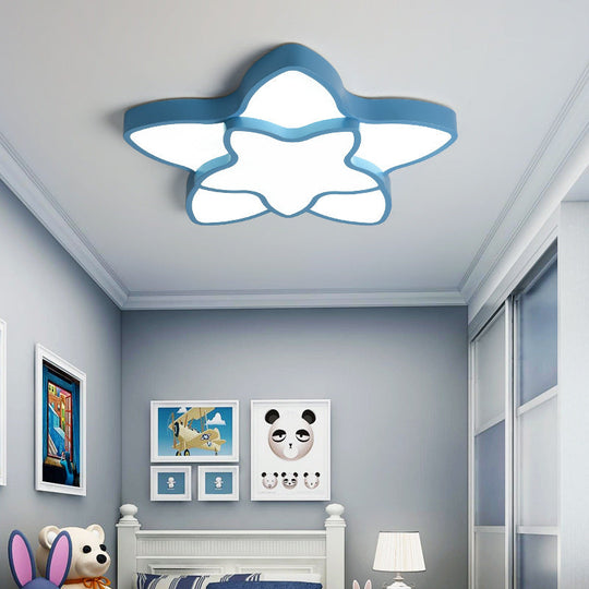 Cartoon Led Flush Mount Light: Vibrant 2-Star Acrylic Ceiling Lamp For Corridor And Kids Bedroom