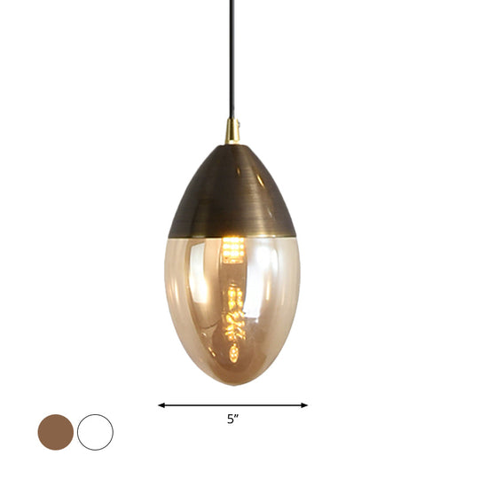 Ellipsoid Suspension Pendant With Clear/Amber Glass - Led Ceiling Hung Light For Dining Room