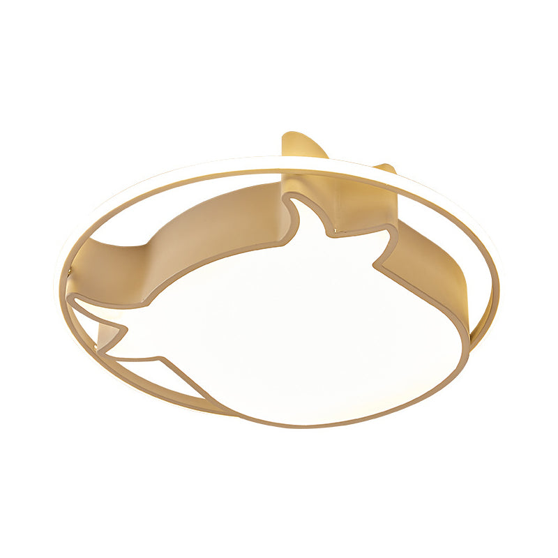 Animal-Inspired Ring Kid's Flush Ceiling Light: Eye-Caring Ox Head Acrylic Lamp