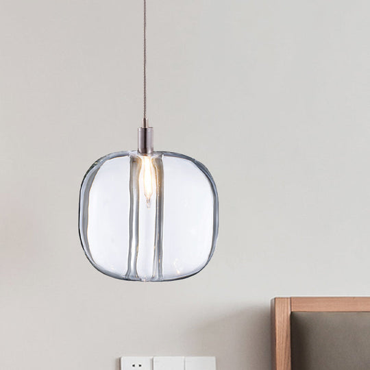 Modern Designer Drum Suspension Pendant - Mirrored Clear/Amber/Smoke Glass - 1 Light Hanging Lamp