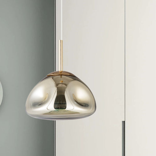 Modern Melt Shape Pendant Lamp - Gold, Silver, Rose Gold - 1 Light - Dimpled Blown Glass - Hanging Light Kit