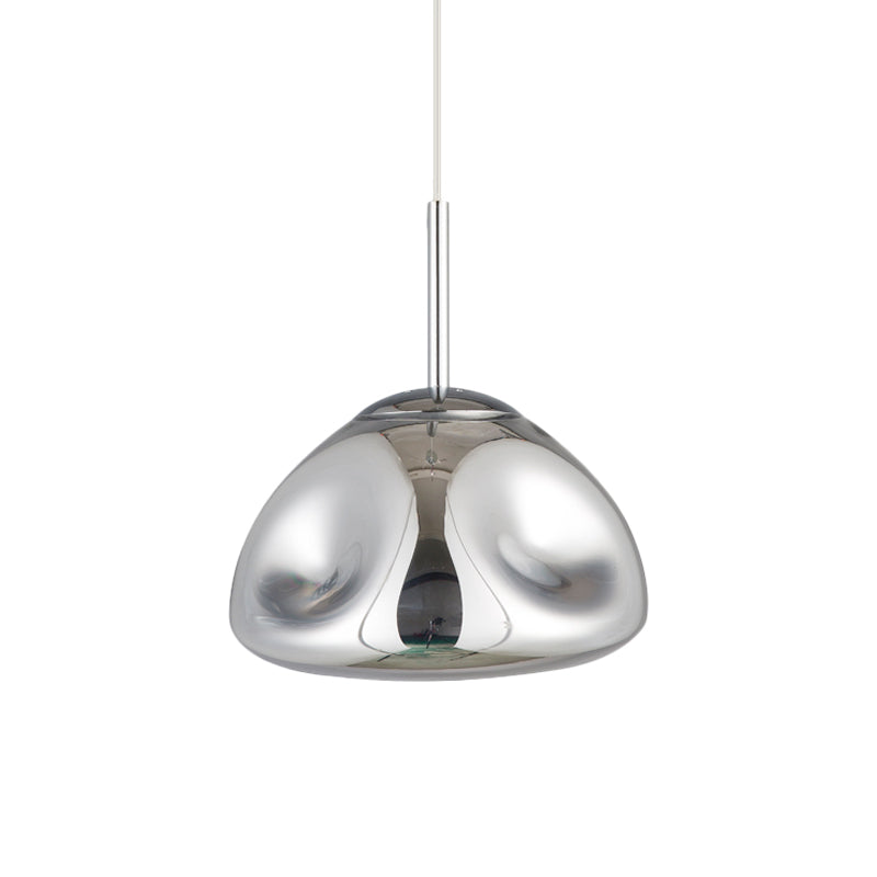 Modern Melt Shape Pendant Lamp - Gold, Silver, Rose Gold - 1 Light - Dimpled Blown Glass - Hanging Light Kit