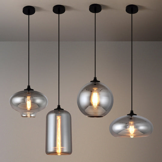 Smoke Gray Glass Mini Pendant Light - Modern Ceiling Hanging Light for Bar & Cafe
