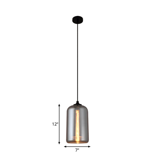 Smoke Gray Mini Pendant Light - Modern Glass Ceiling Fixture For Bars And Cafes With 1 Head