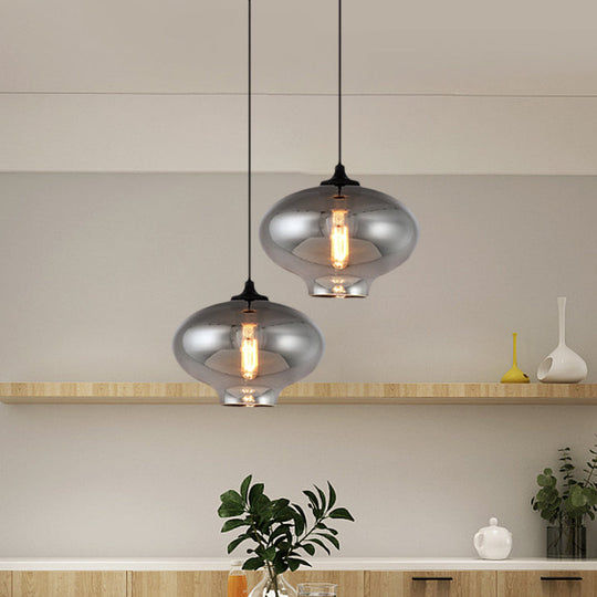 Smoke Gray Glass Mini Pendant Light - Modern Ceiling Hanging Light for Bar & Cafe