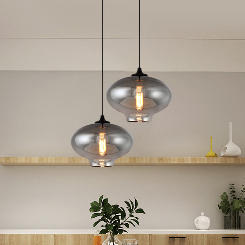 Smoke Gray Mini Pendant Light - Modern Glass Ceiling Fixture For Bars And Cafes With 1 Head