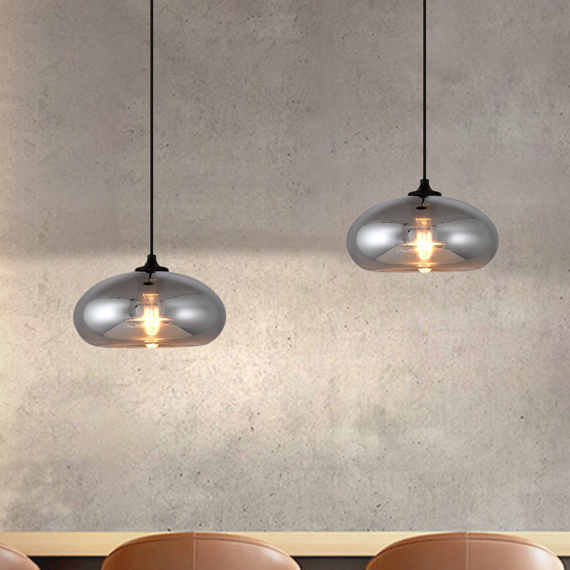 Smoke Gray Mini Pendant Light - Modern Glass Ceiling Fixture For Bars And Cafes With 1 Head