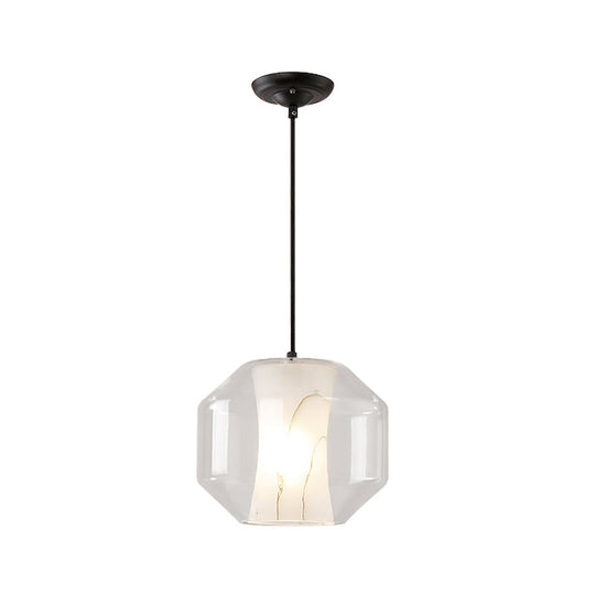 Modern Black Cylinder Pendant With 1-Light Clear Glass - 8/10 Wide