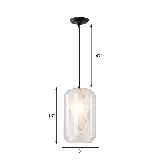Modern Black Cylinder Pendant With 1-Light Clear Glass - 8/10 Wide