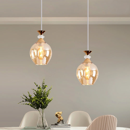Modern Cup-Shaped Glass Pendant Light with Multi-Colored Dimples