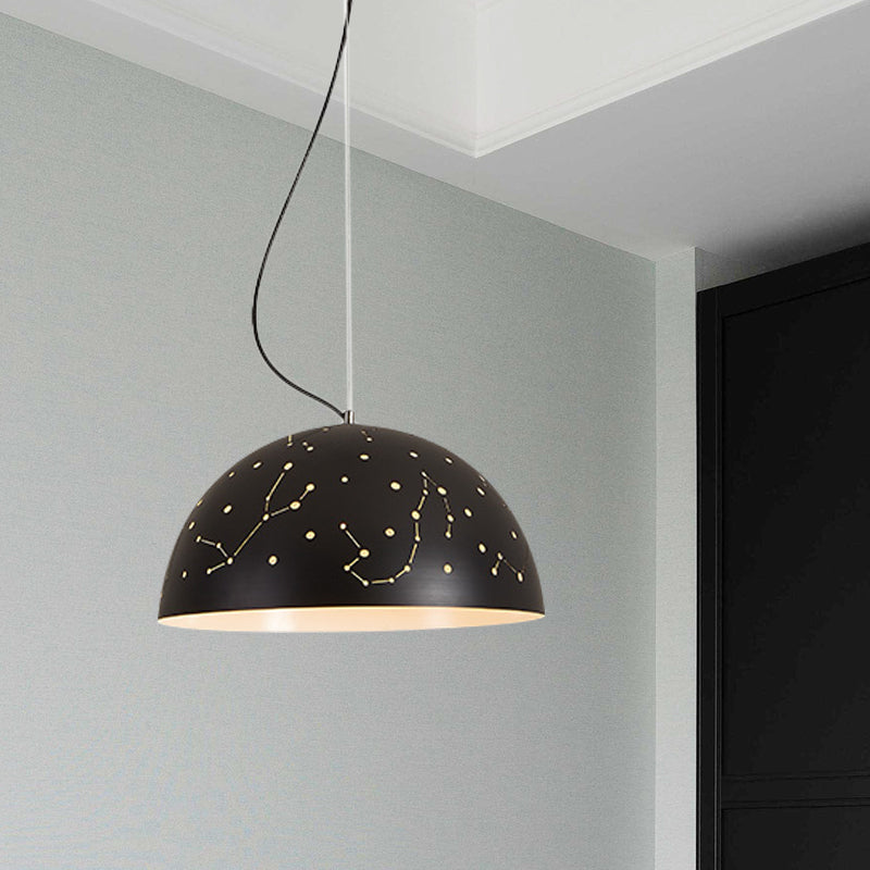 Minimalist Metal Hanging Ceiling Light - 1-Light Semisphere Pendant Lamp - Blue/Green/Yellow