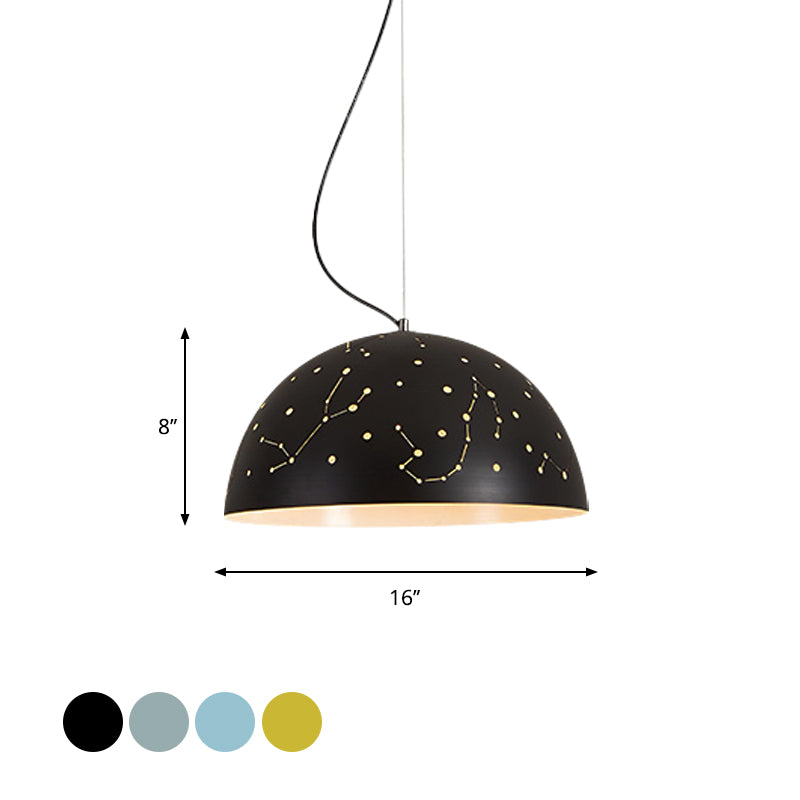 Minimalist Metal Hanging Ceiling Light - 1-Light Semisphere Pendant Lamp - Blue/Green/Yellow